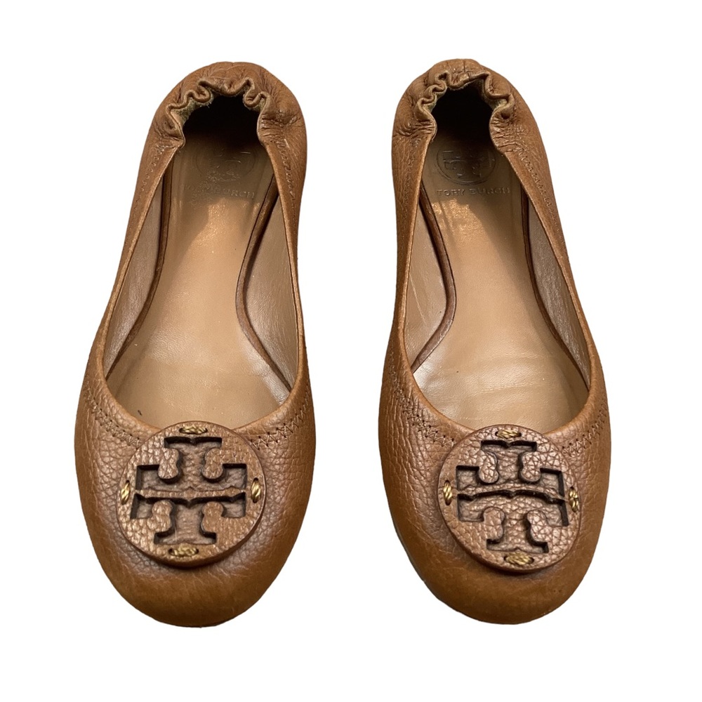 Tory Burch Leather Logo Ballet Flats Shoes